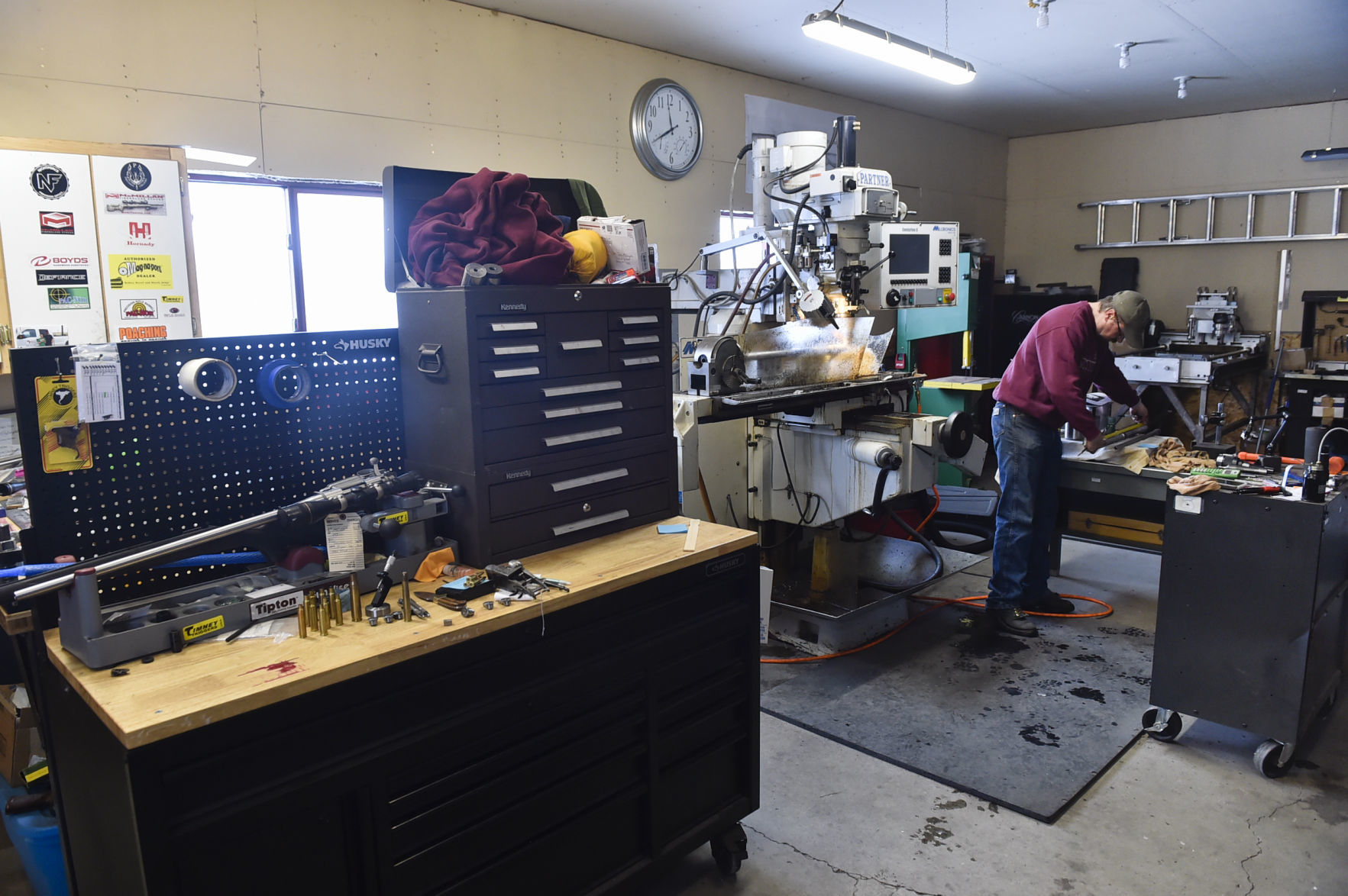 McLaughlin at work in his Helena shop.
